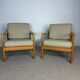 Pair of vintage wooden armchairs