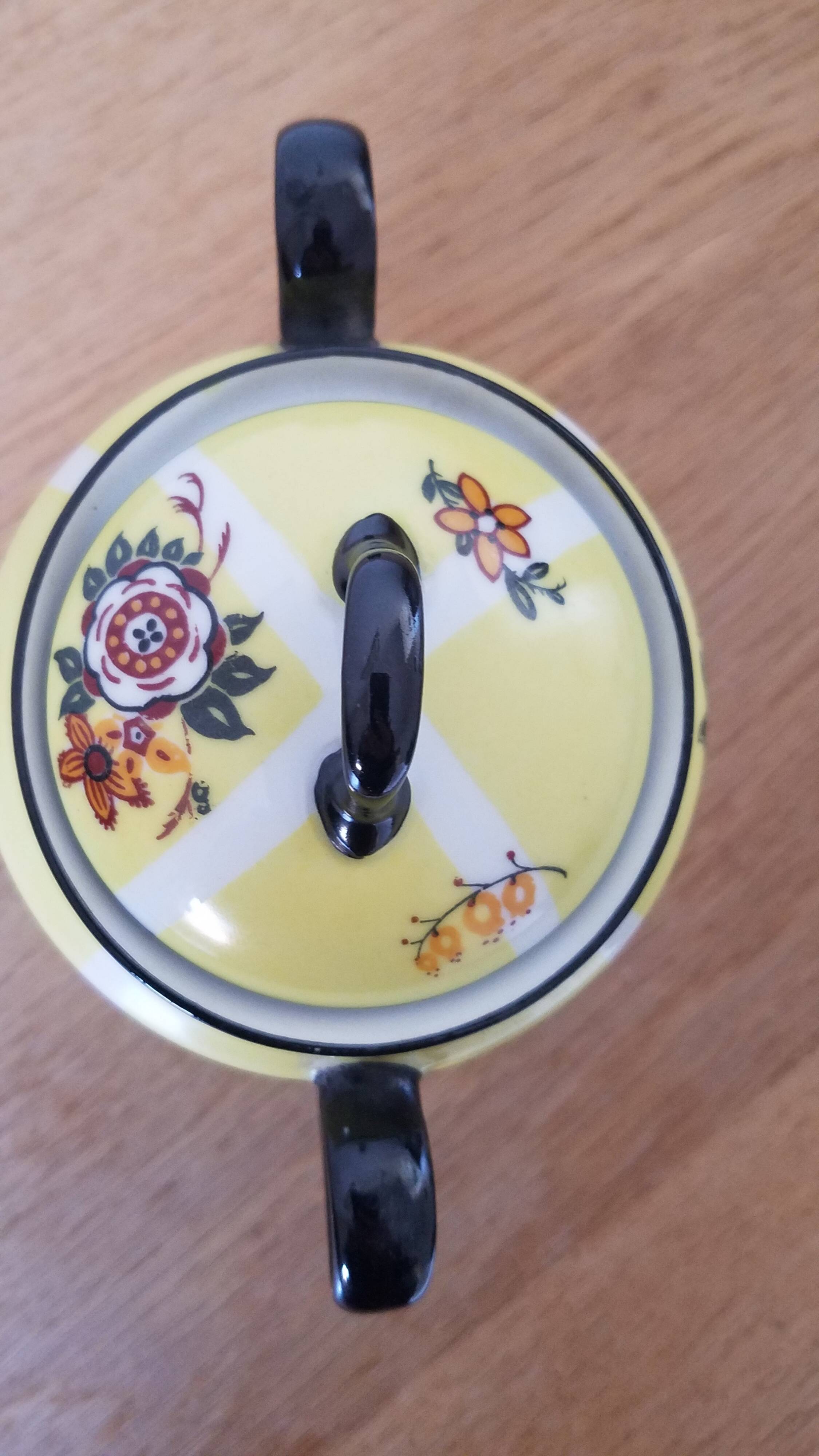 Vintage floral porcelain sugar bowl