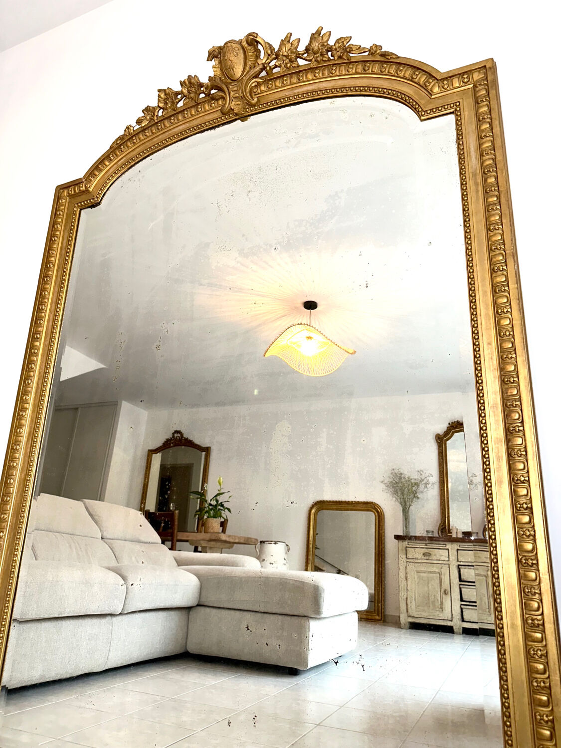 Miroir ancien à fronton XIXème