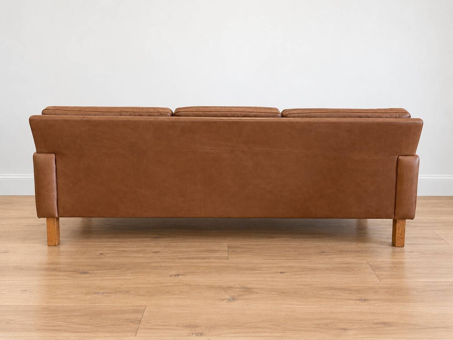 Vintage Scandinavian Peem Oy mid-century 3 person sofa in cognac leather 1960s