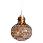 Smoked glass honeycomb pendant, Glasshütte Limburg, 1970 (2 available)