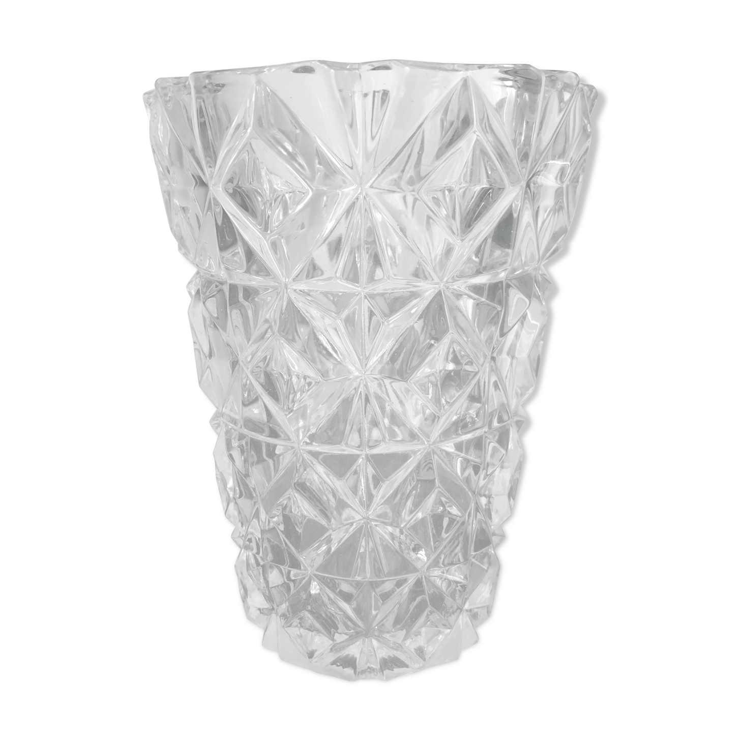 Diamond-cut vase, thick glass