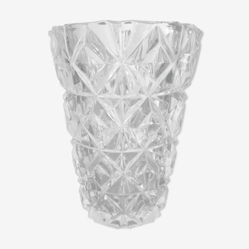 Diamond-cut vase, thick glass