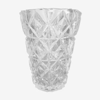 Vase taille diamant verre épais