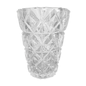 Diamond-cut vase, thick glass