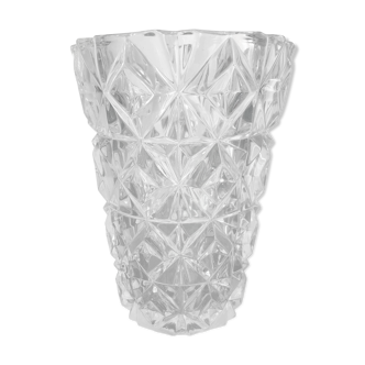 Vase taille diamant verre épais
