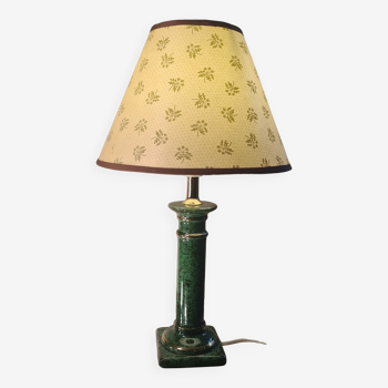 Lampe  en céramique marbré vet et vernisée 1970 a 80, 43x25