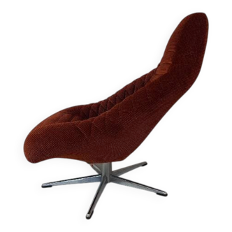 Vintage bucket chair in brick velvet