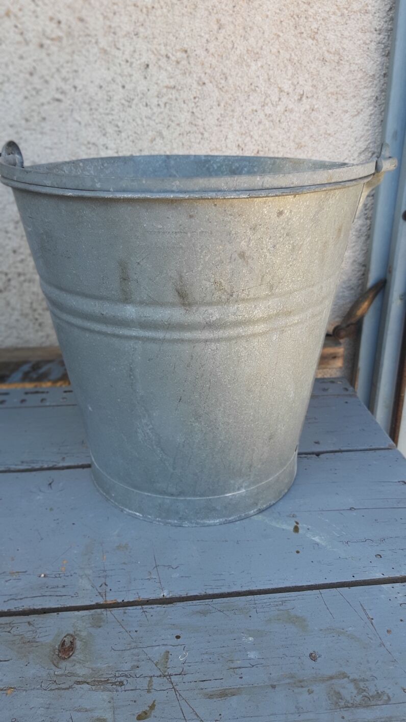 Vintage zinc galvanized steel bucket