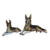 Deux chiens Berger en céramique allemande