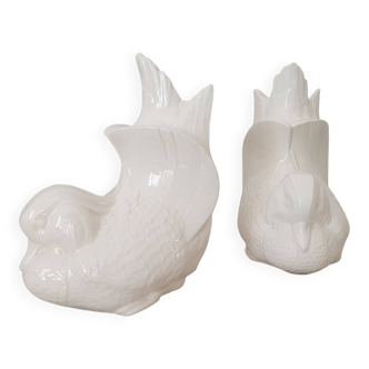 Pair of ceramic bird bookends