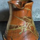 Pottery pitcher of La Borne in glazed stoneware art populaire