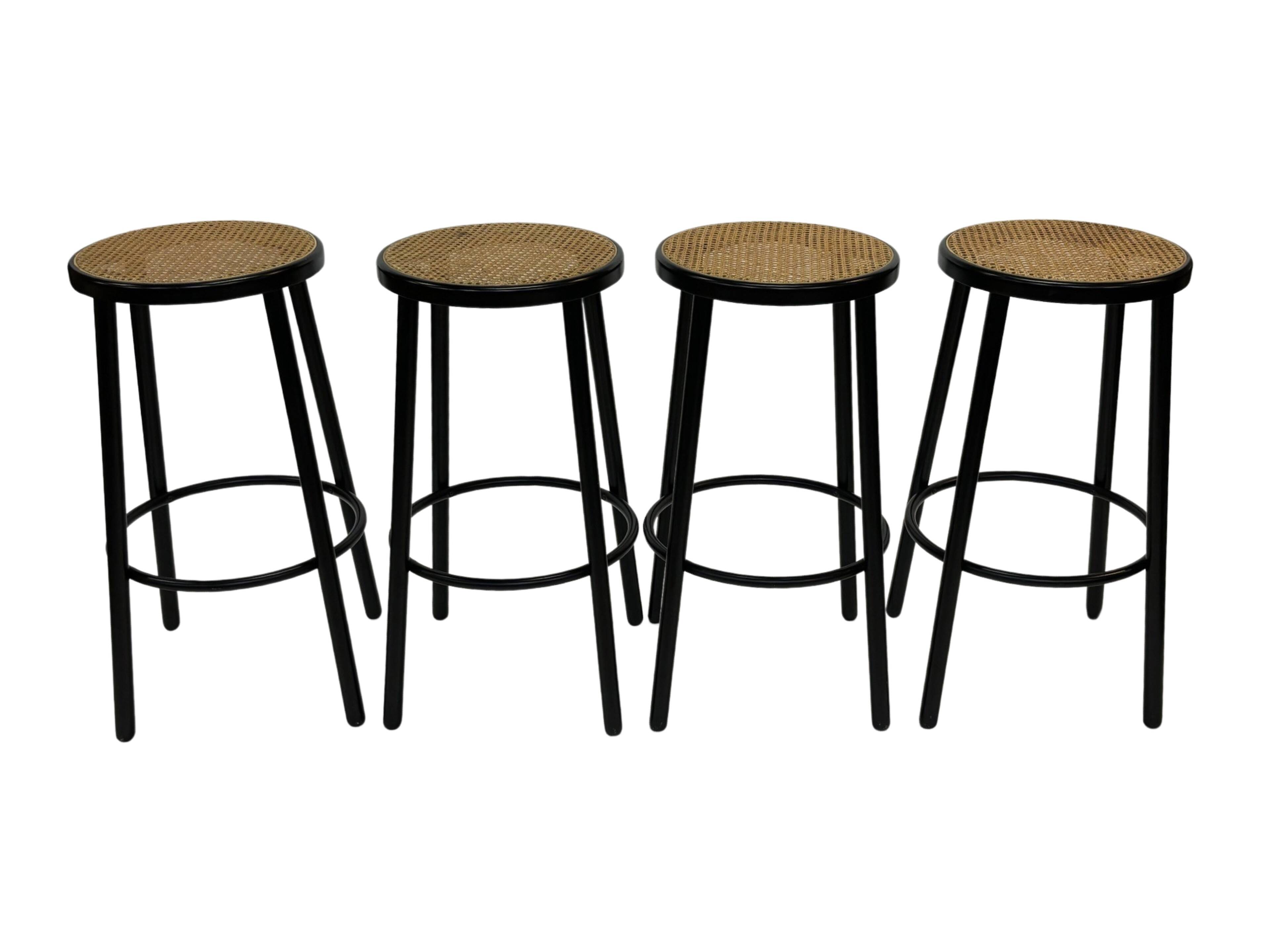 Set of four vintage bar stools - webbing Italian design