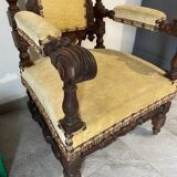 Fauteuil trône style gothique renaissance