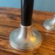 Trio of metal and wood candlesticks from the 80s