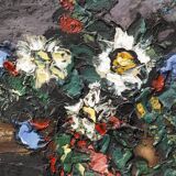 Oil on canvas, bouquet of flowers, signed.