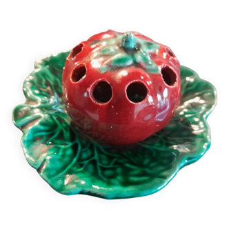 Vallauris vase, flower pick, ceramic tomato perfume burner, slip