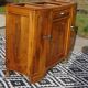 Narrow sideboard, art deco in light walnut, gray marble top