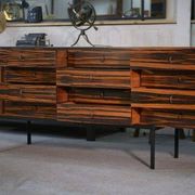 Designer sideboard in Gabonese ebony, 1 door, 12 drawers, 1960s