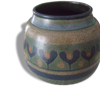 Ceramic round Brown Blue German vase
