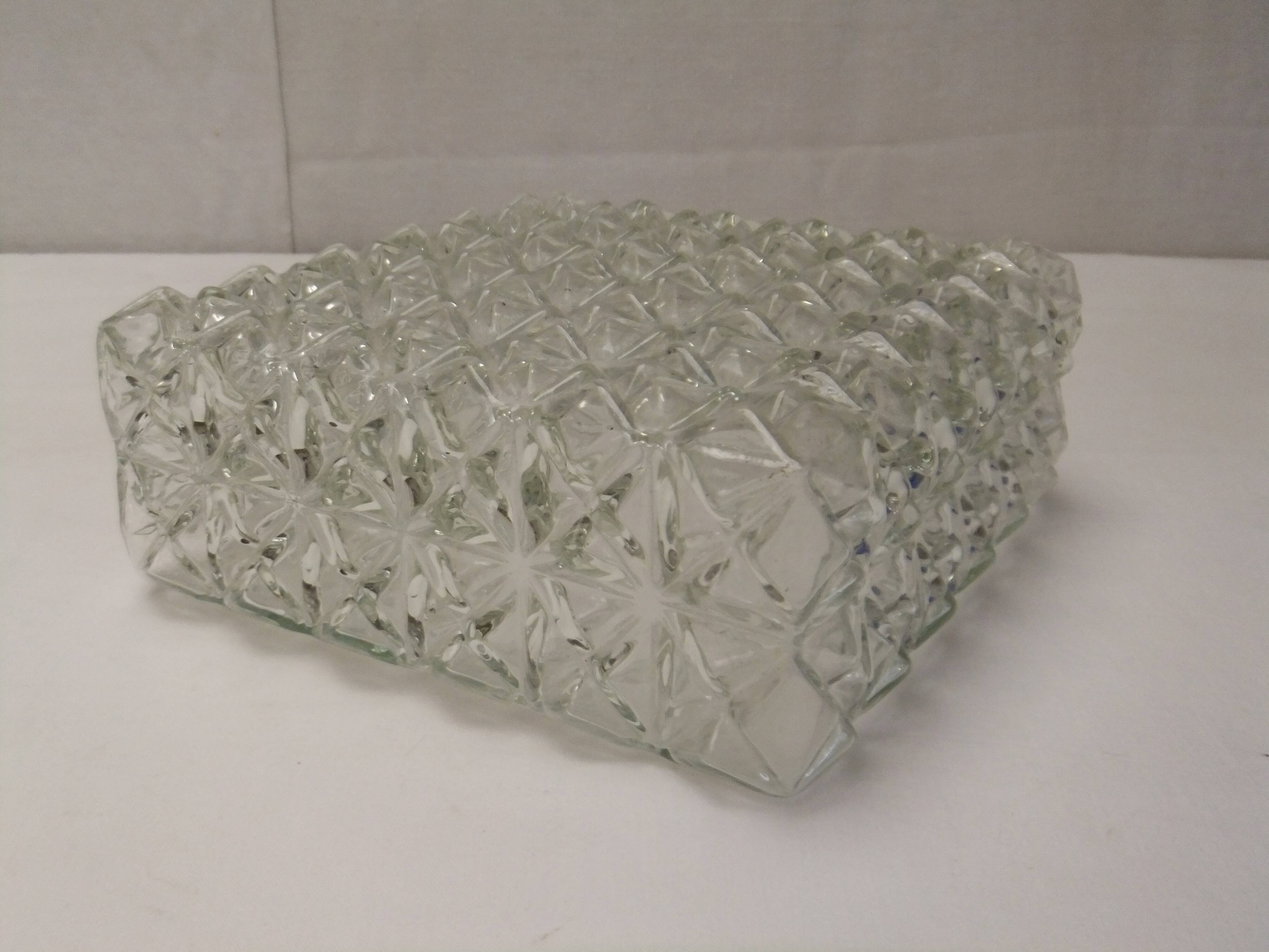 Old vintage ceiling light molded glass suspension chandelier