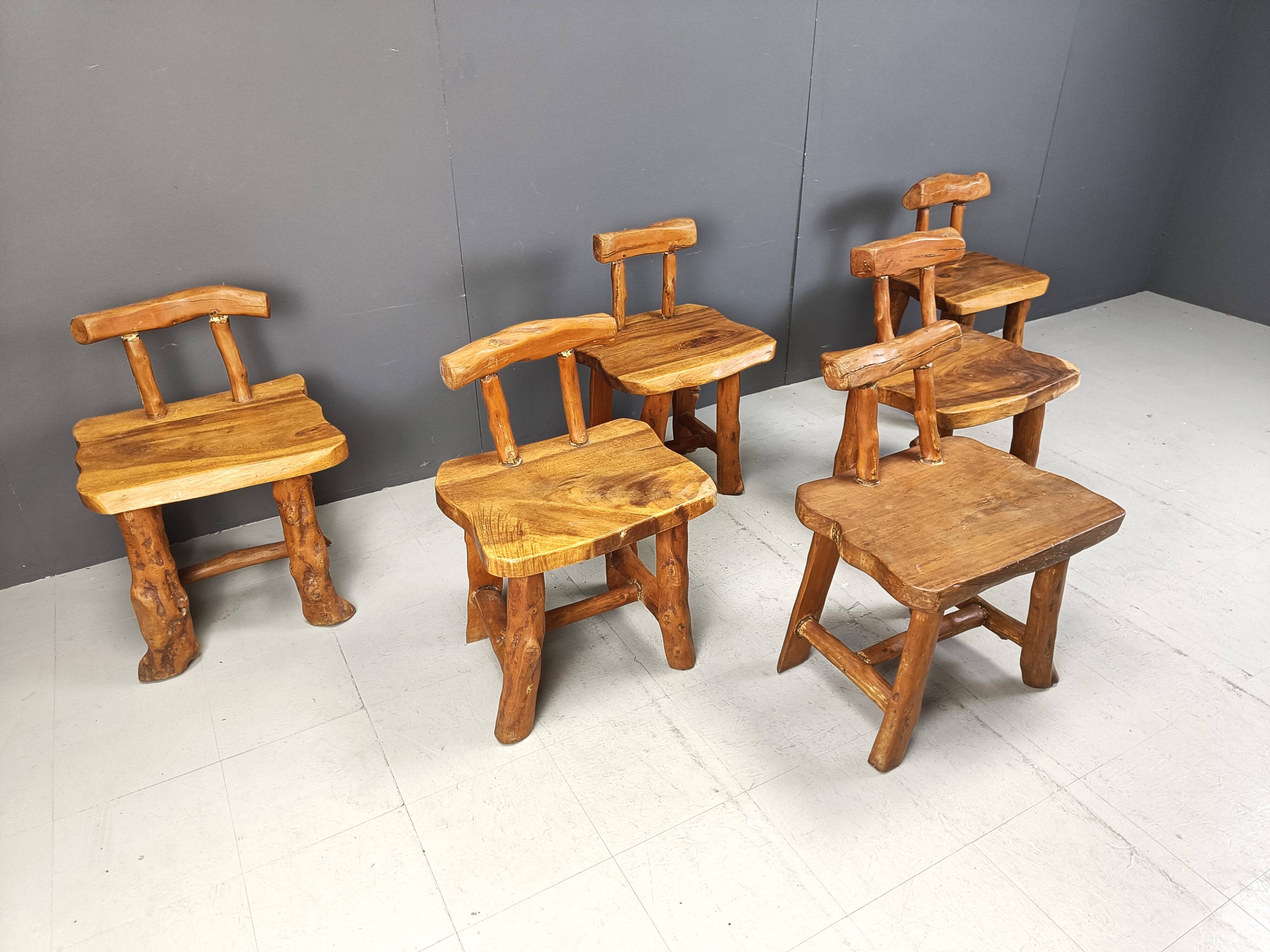Vintage sculptural brutalist dining chairs, set of 6 - 1960s
