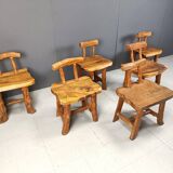 Vintage sculptural brutalist dining chairs, set of 6 - 1960s