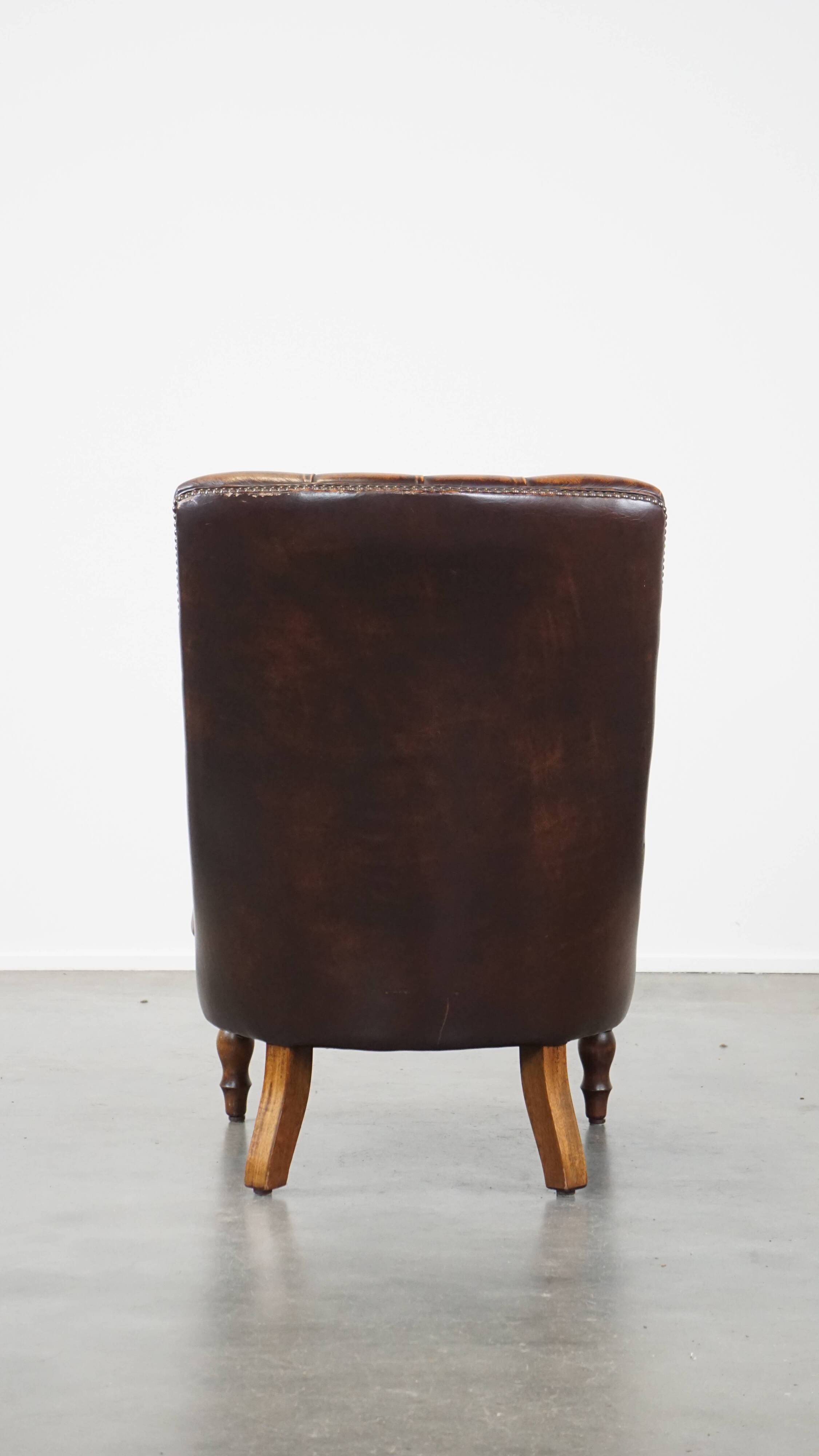 English cow leather chesterfield armchair
