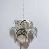 Vistosi Chrome Suspension with Smoked Glass Discs, Italy, 1970s