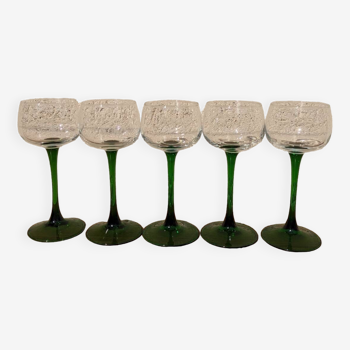 Set of 5 Alsatian wine glasses