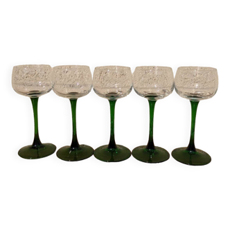 Set of 5 Alsatian wine glasses