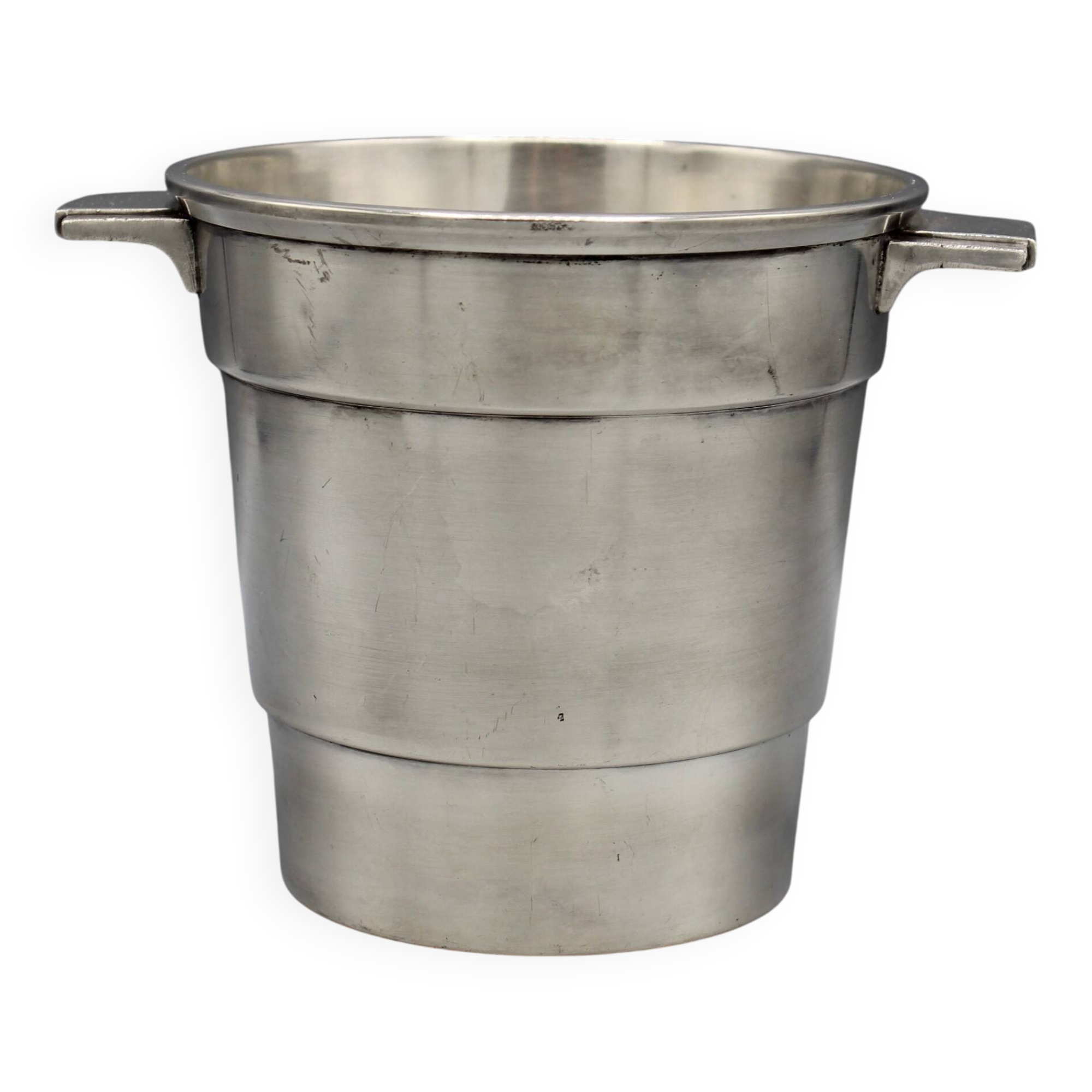 small champagne ice bucket cooler silver metal bottle art deco