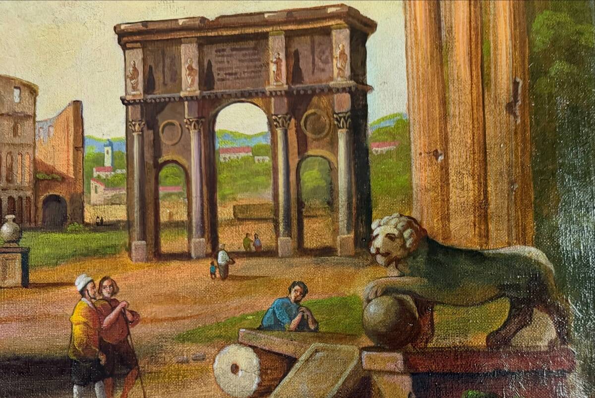 "The forum", a naive and romantic vision of Roman ruins, Italy, 19th century.