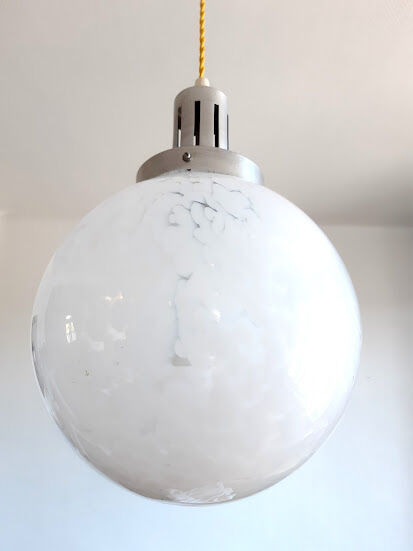 Glass globe pendant lamp by Clichy blue art deco