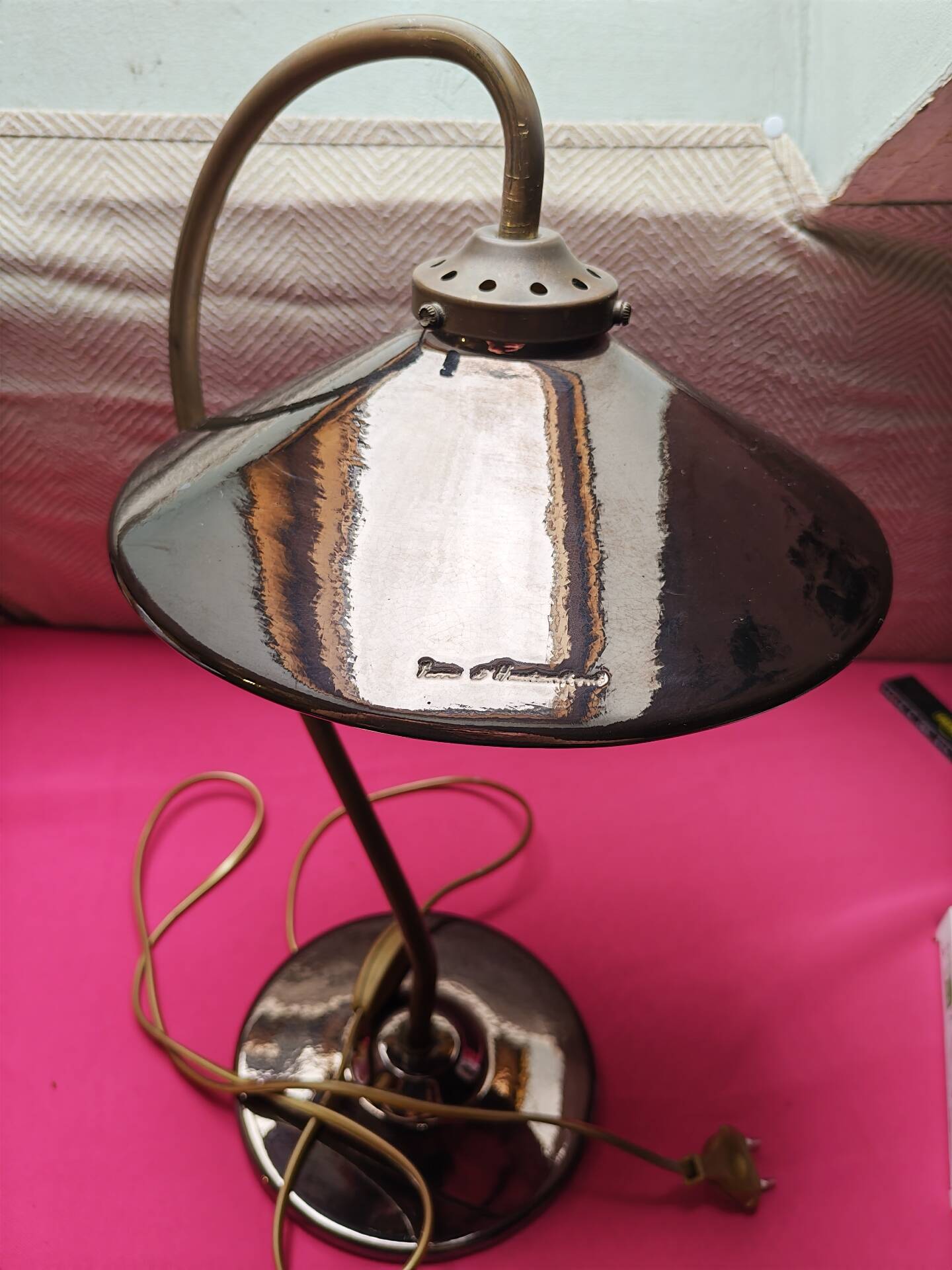 Superb vintage ceramic desk lamp by the ceramist.