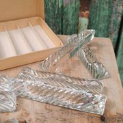 Set of 12 vintage double crystal knife rests with box