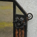 Bevelled mirror in wrought iron 92x48cm