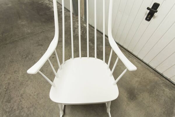 Rocking-chair Grandessa en Hêtre blanc par Lena Larsson 1960 pour Nesto