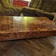 Wooden burl coffee table, Italian design by Roche Bobois, 1970s.