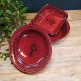 Set of 3 red salad bowls