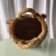 Panier à anses tressé artisanal ancien en fibres naturelles
