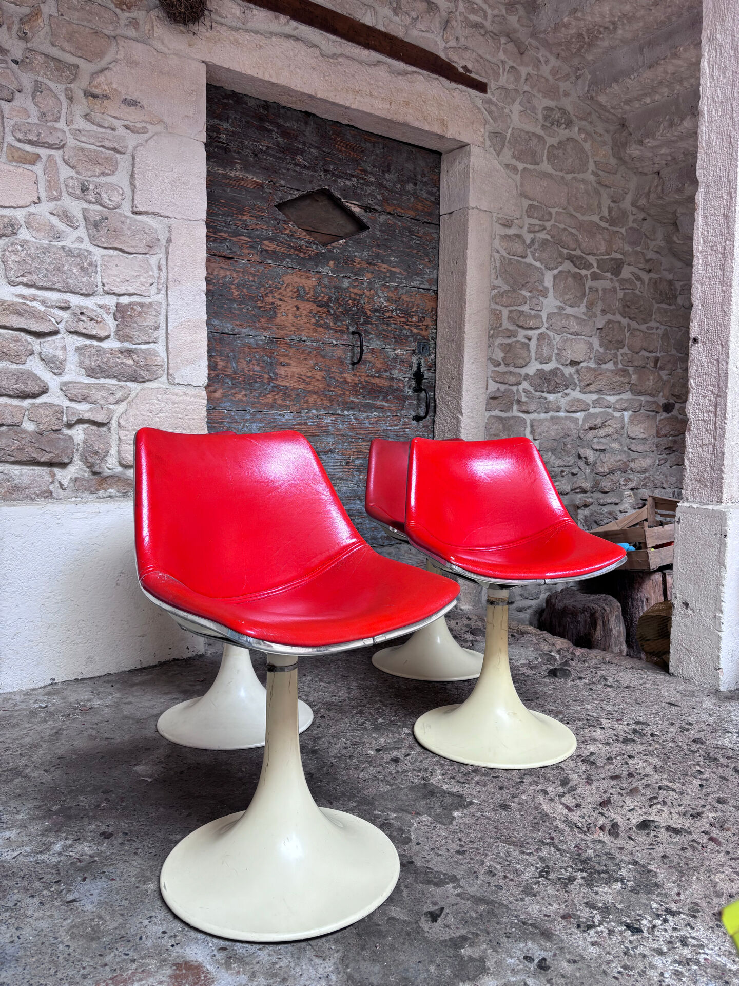 Tulip leg armchairs