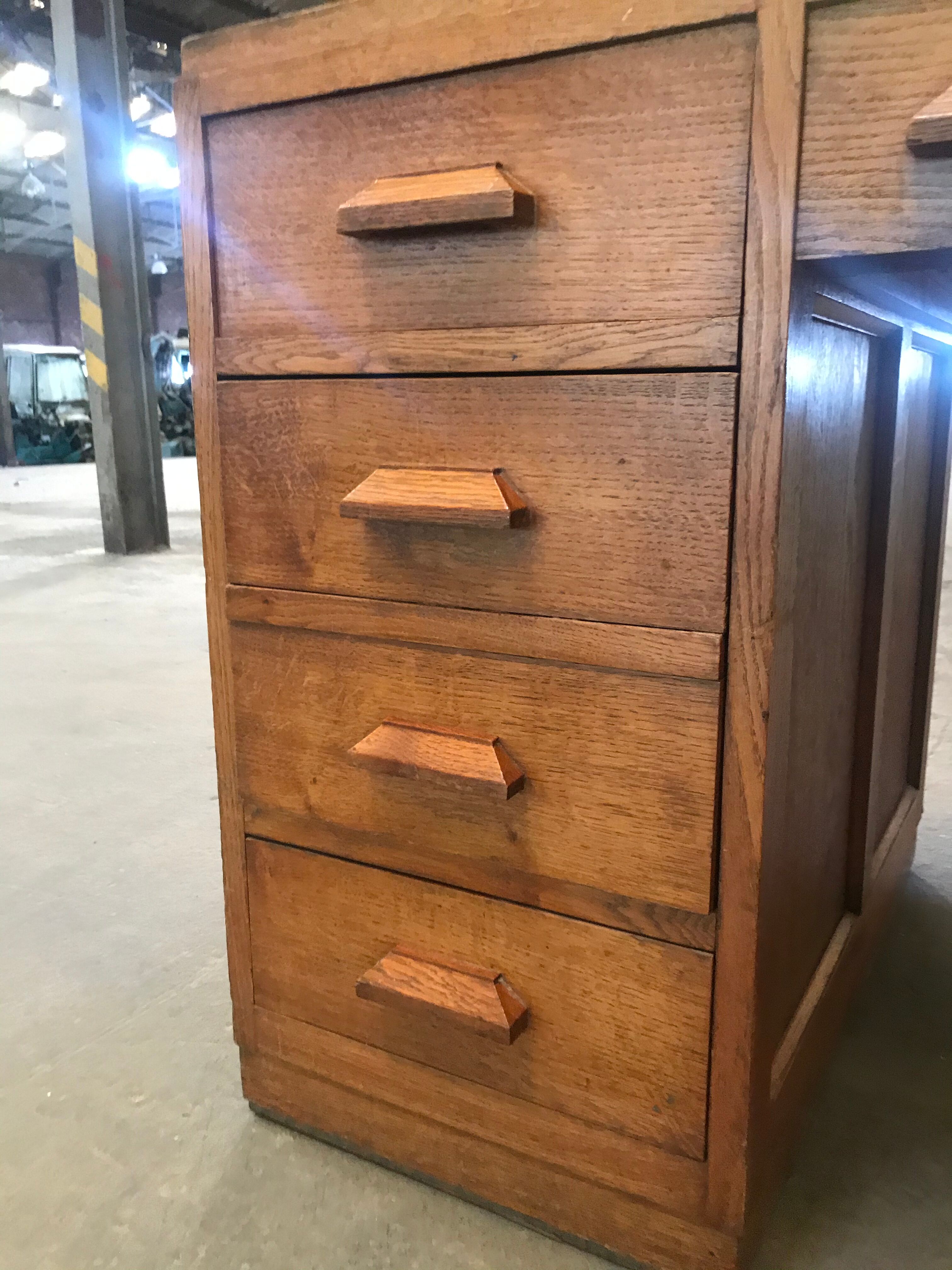 Solid oak administration cabinet desk 1950