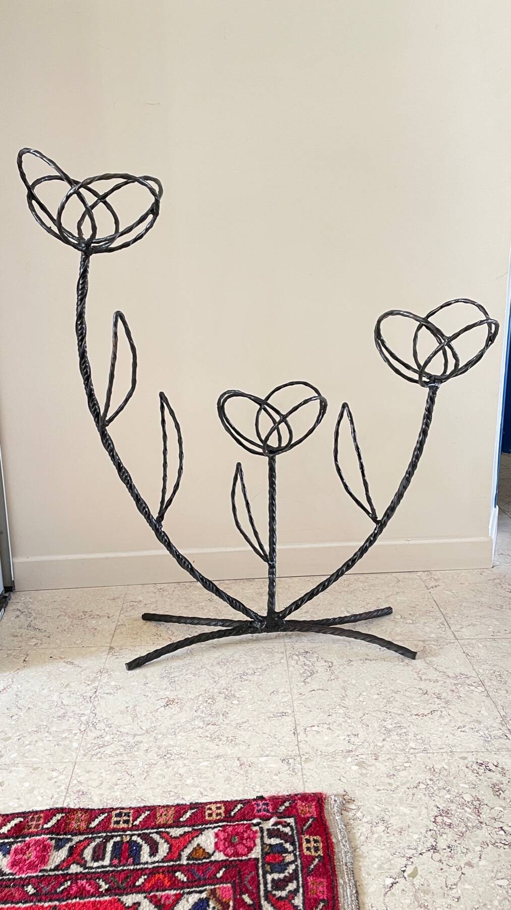 Vintage curved steel plant shelf