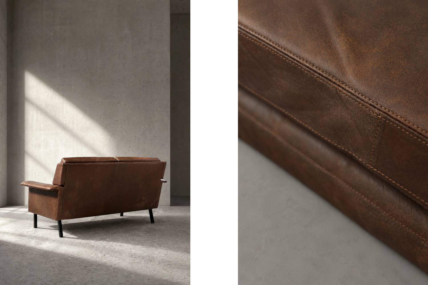 Mid-Century Danish Modern 2-Seater Brown Leather Sofa 3330 by  Arne Vodder