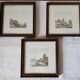 Vintage 3x Ludwig Urack Small German River Scene & Boats Art Prints