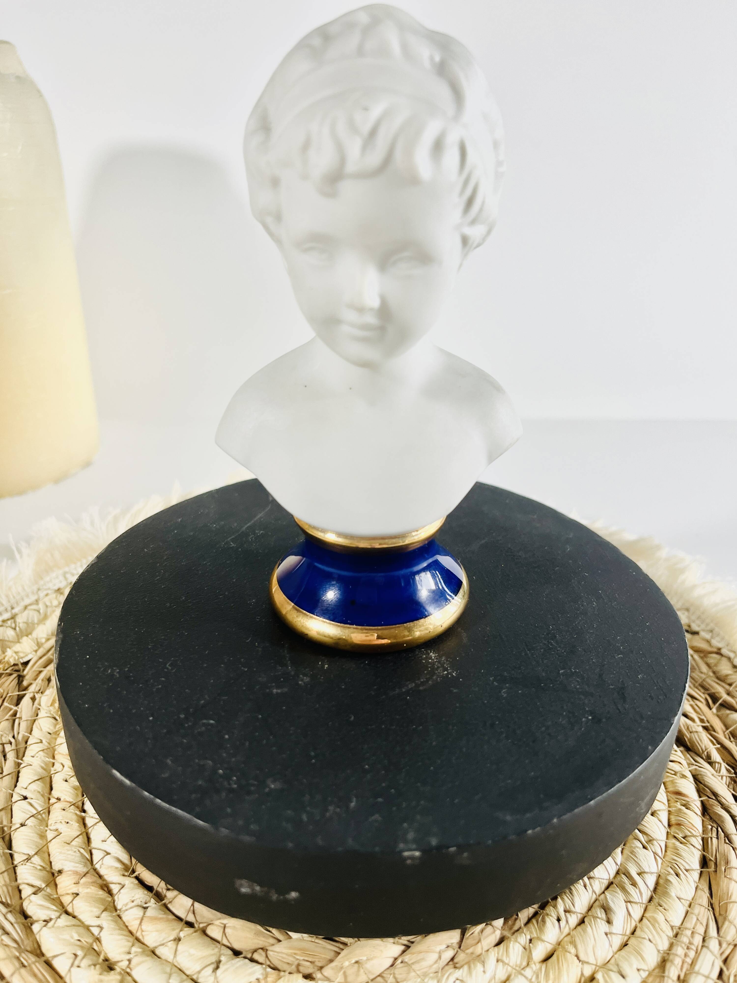 Biscuit child bust, Limoges porcelain