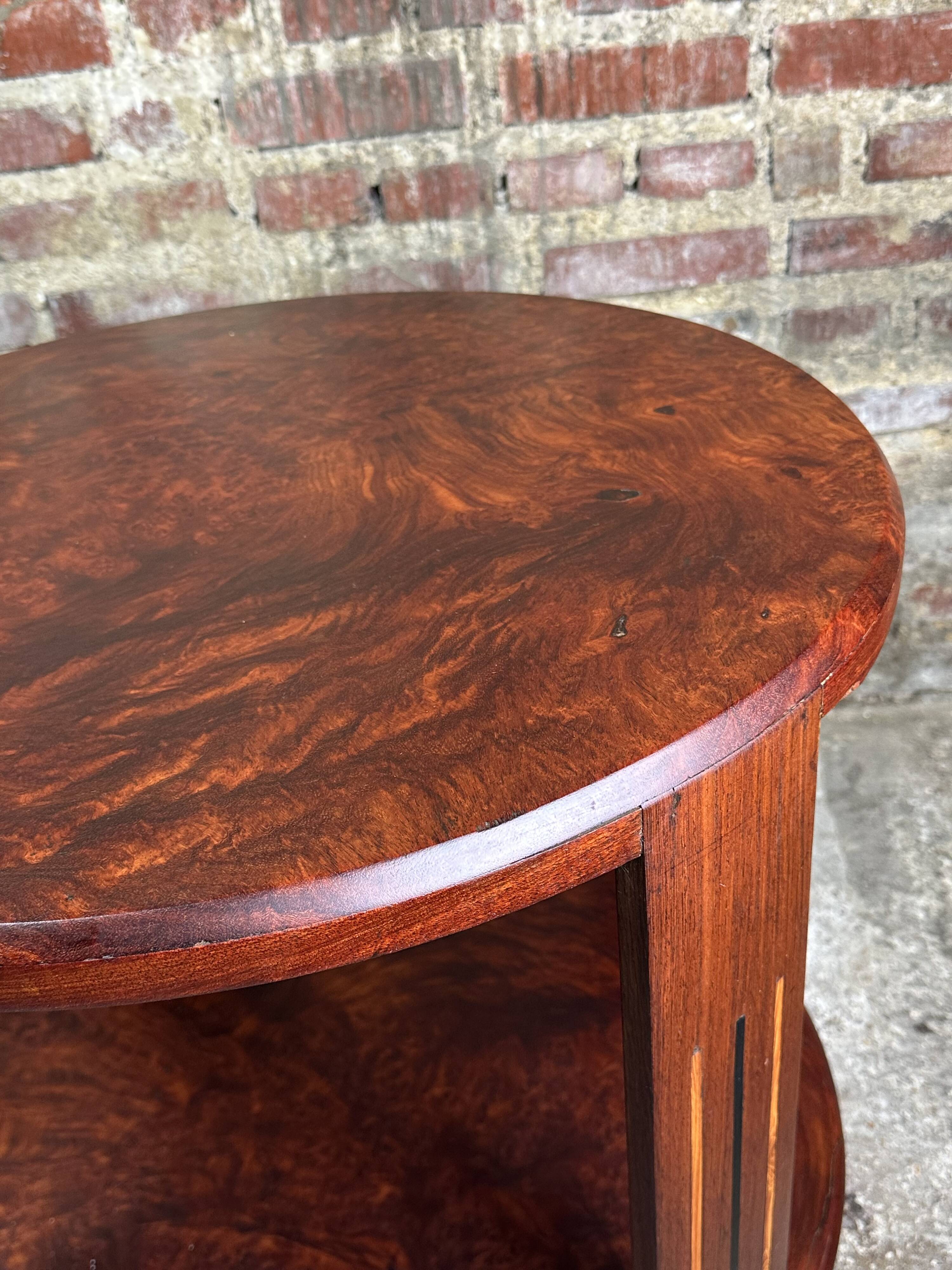 Art Deco side table / pedestal table in Rio rosewood