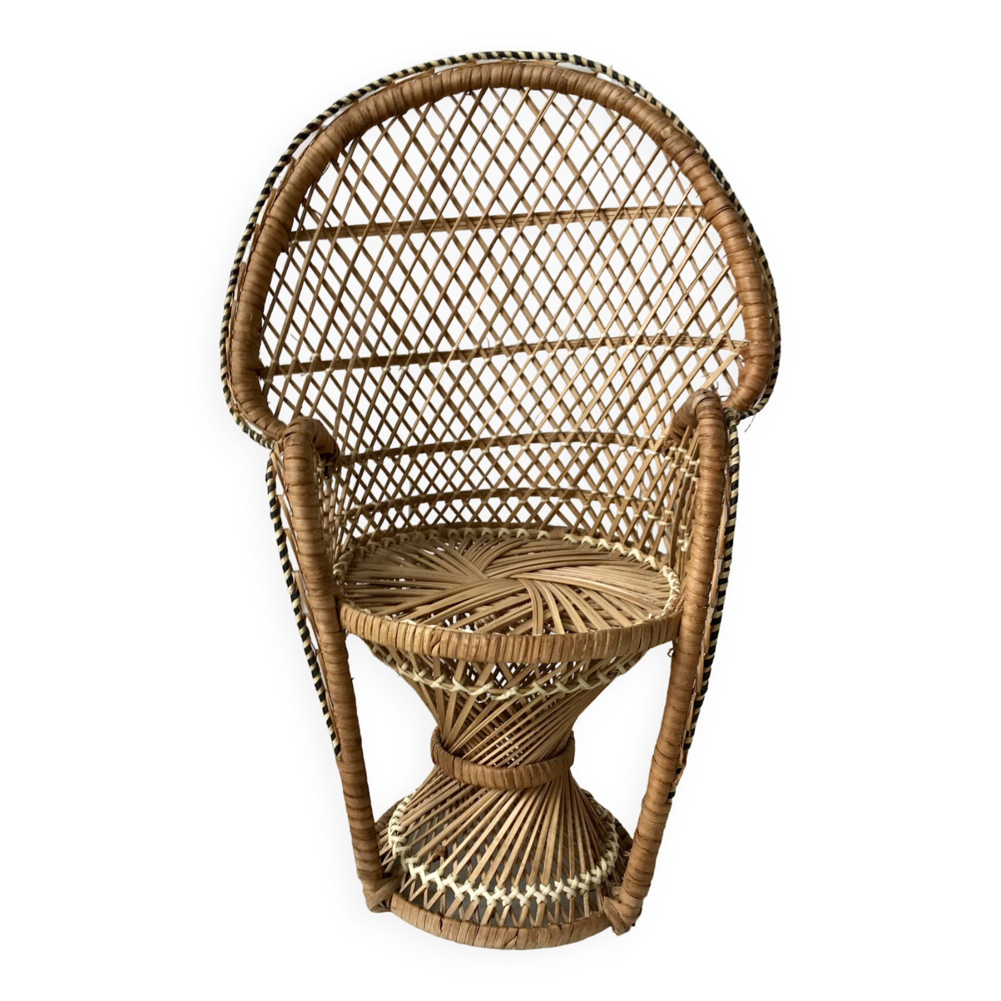 doll's armchair in wicker and rattan, Emmanuelle type, 1960s