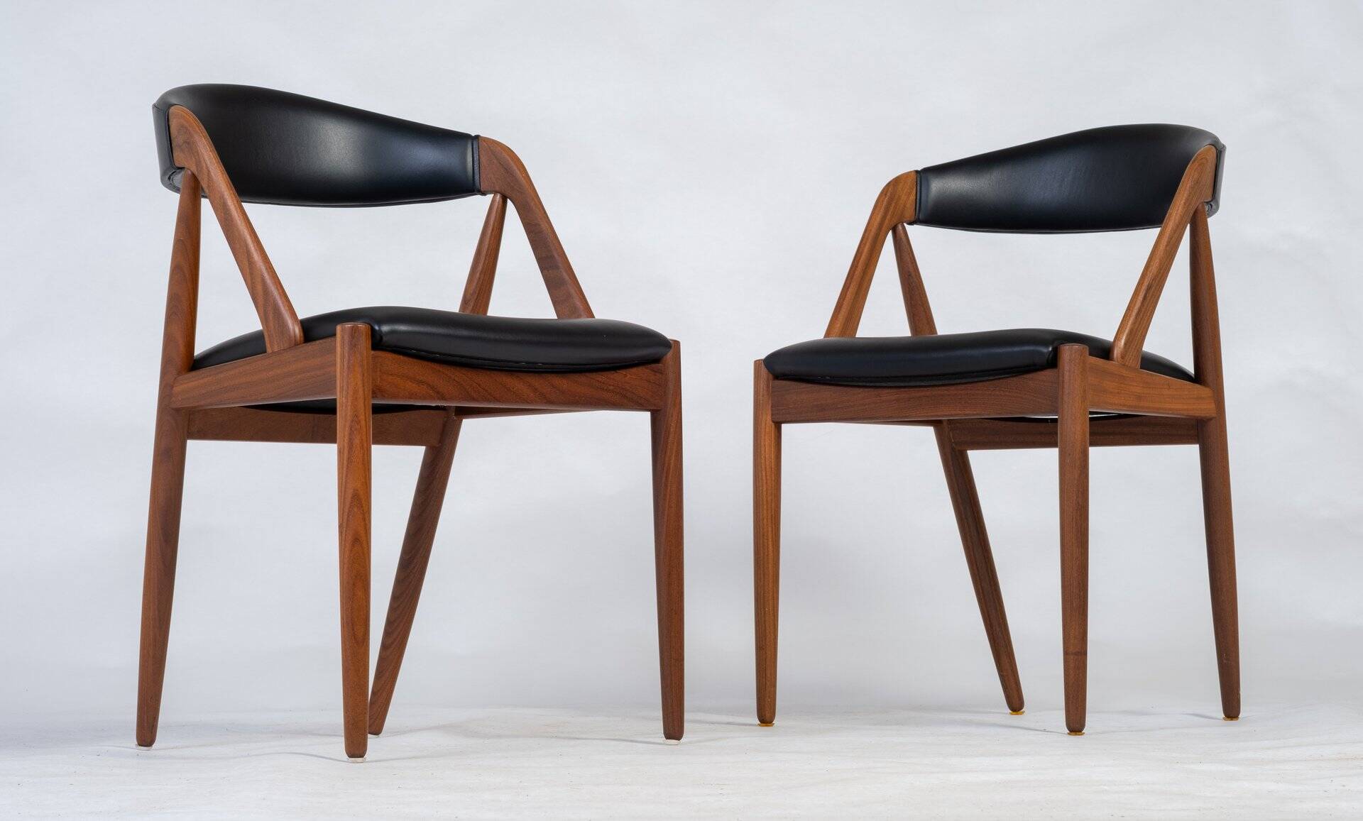 Leather Chairs in Teak by Kai Kristiansen, Denmark, 1960s, Set of 2